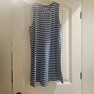 Tasc Dusty Blue and White Striped Sleeveless Dress